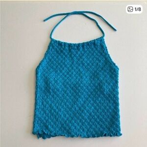 Girls Y2K Blue Smocked Halter Top Size 10/12 NWT